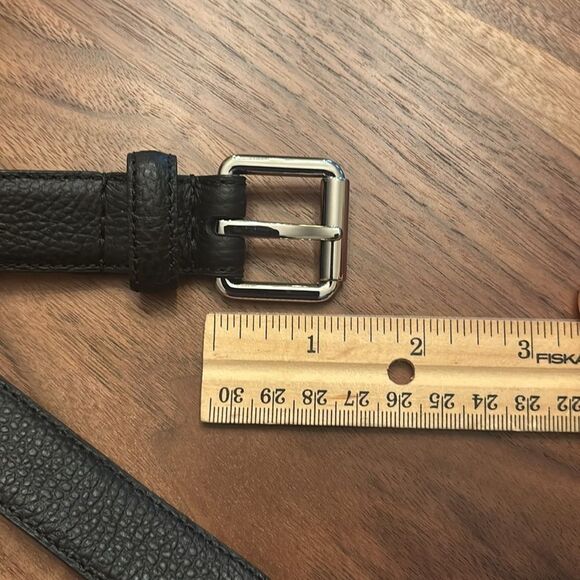Ralph Lauren Black Pebble Leather Belt with Silver Buckle - XL main image 9